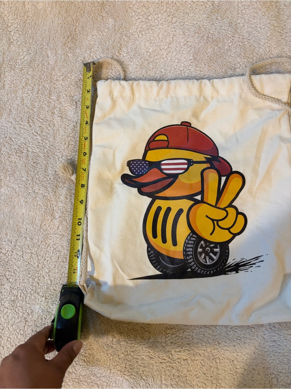 Cute Yellow Cartoon Duck Drawstring Tote Bag